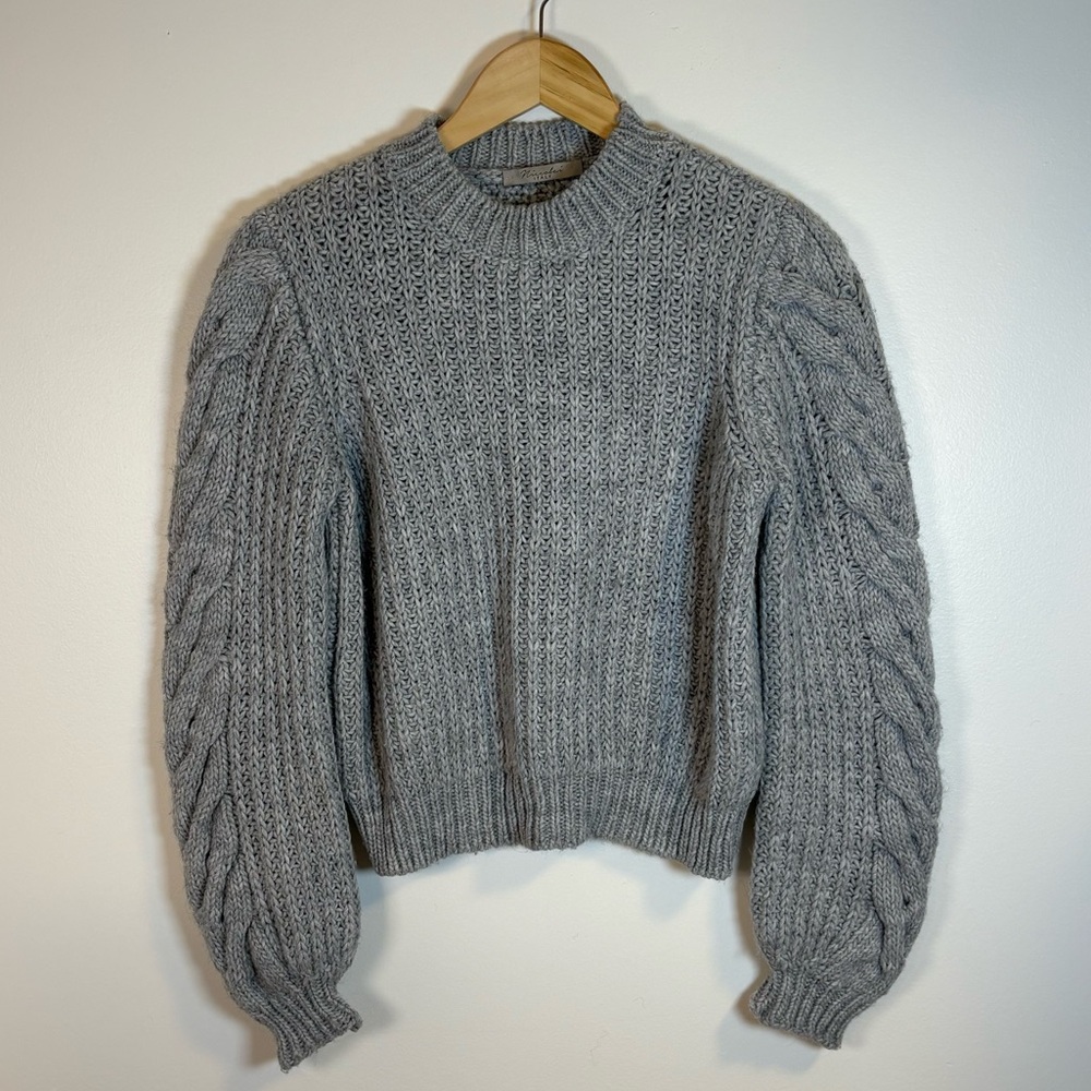 Niccolia Women’s Cable-Knitted Grey Sweater, Size XS , Made in Italy, Classic